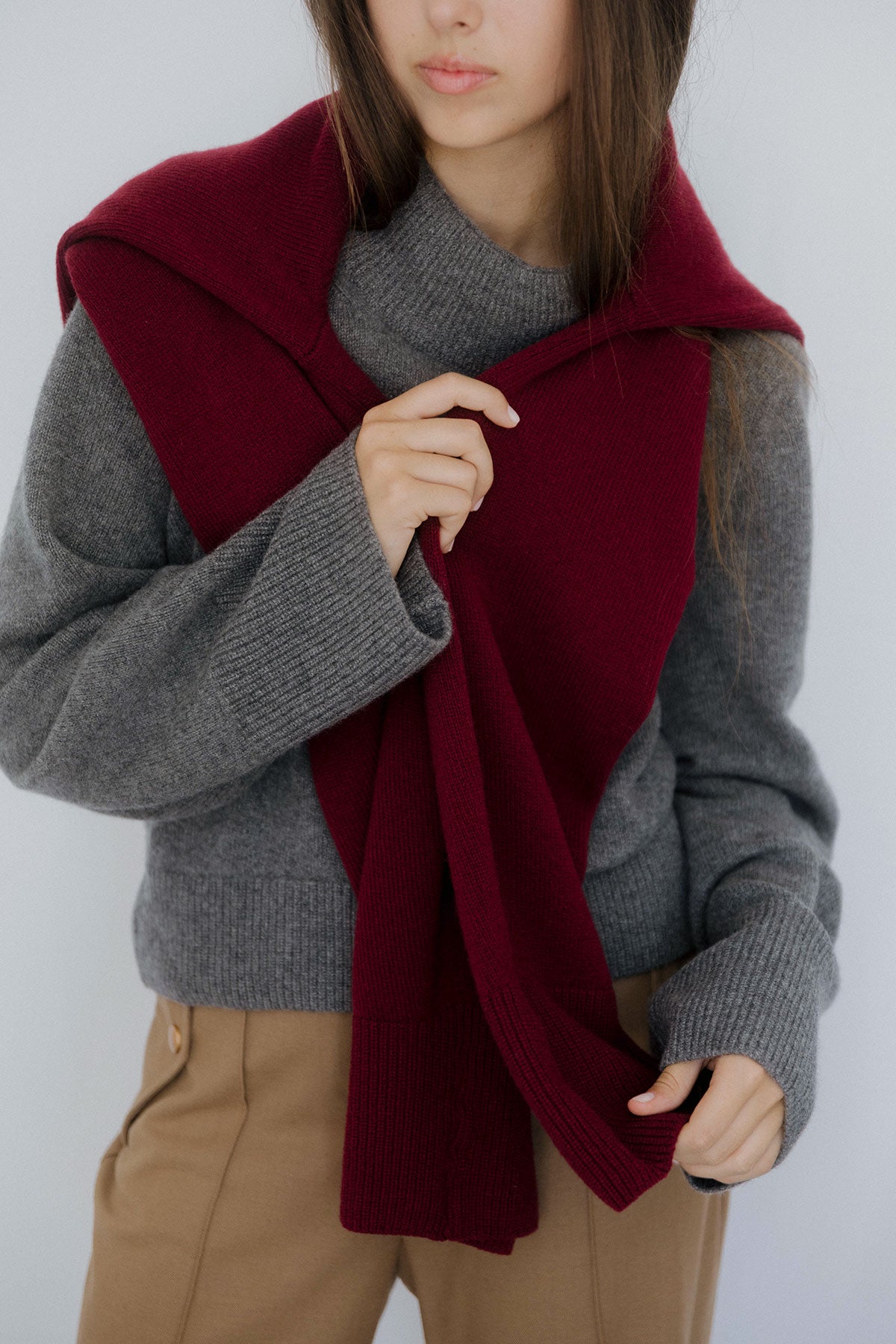 Wide Sleeves Grey 100% Cashmere Sweater