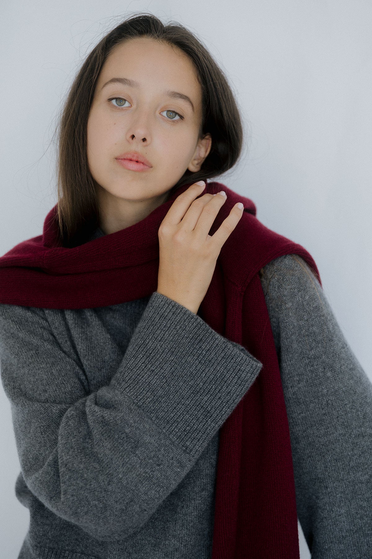 Wide Sleeves Grey 100% Cashmere Sweater