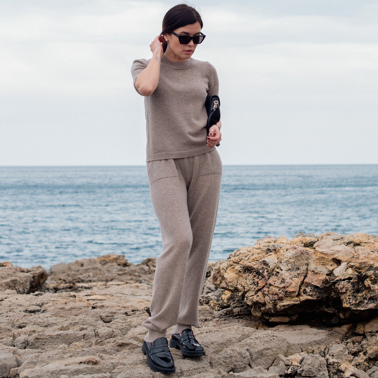 Cappuccino Premium Cashmere Joggers