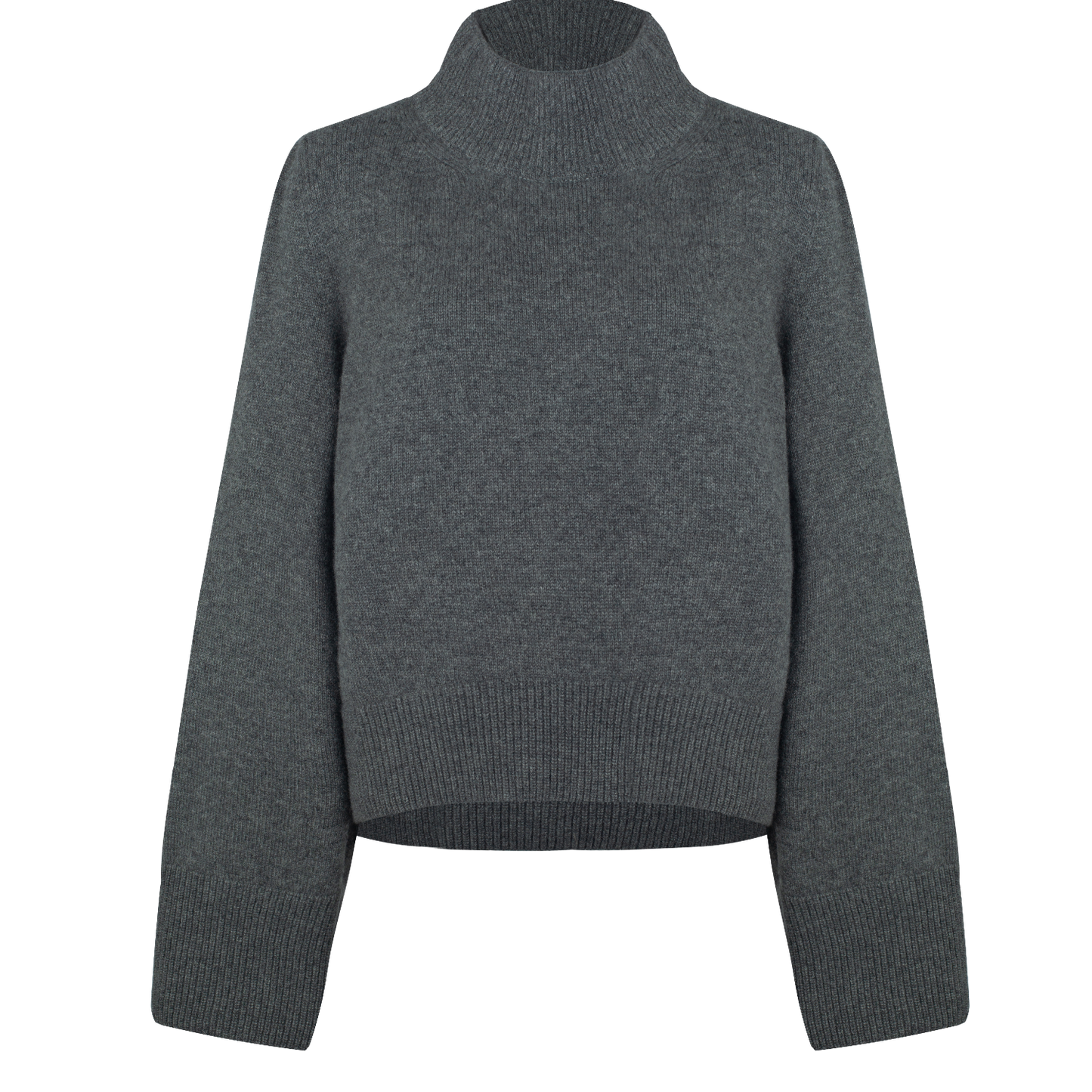 Wide Sleeves Grey 100% Cashmere Sweater