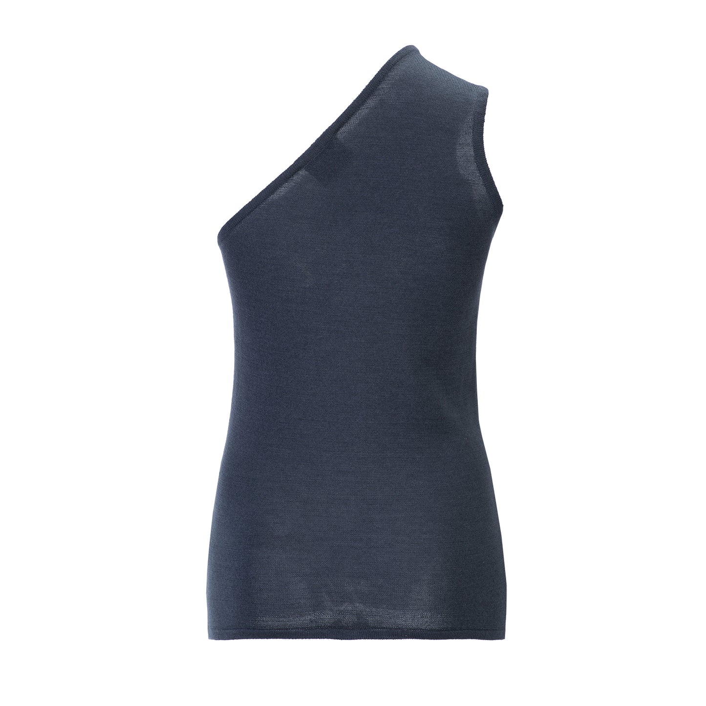 One shoulder Premium Silk&Cashmere Charcoal Top