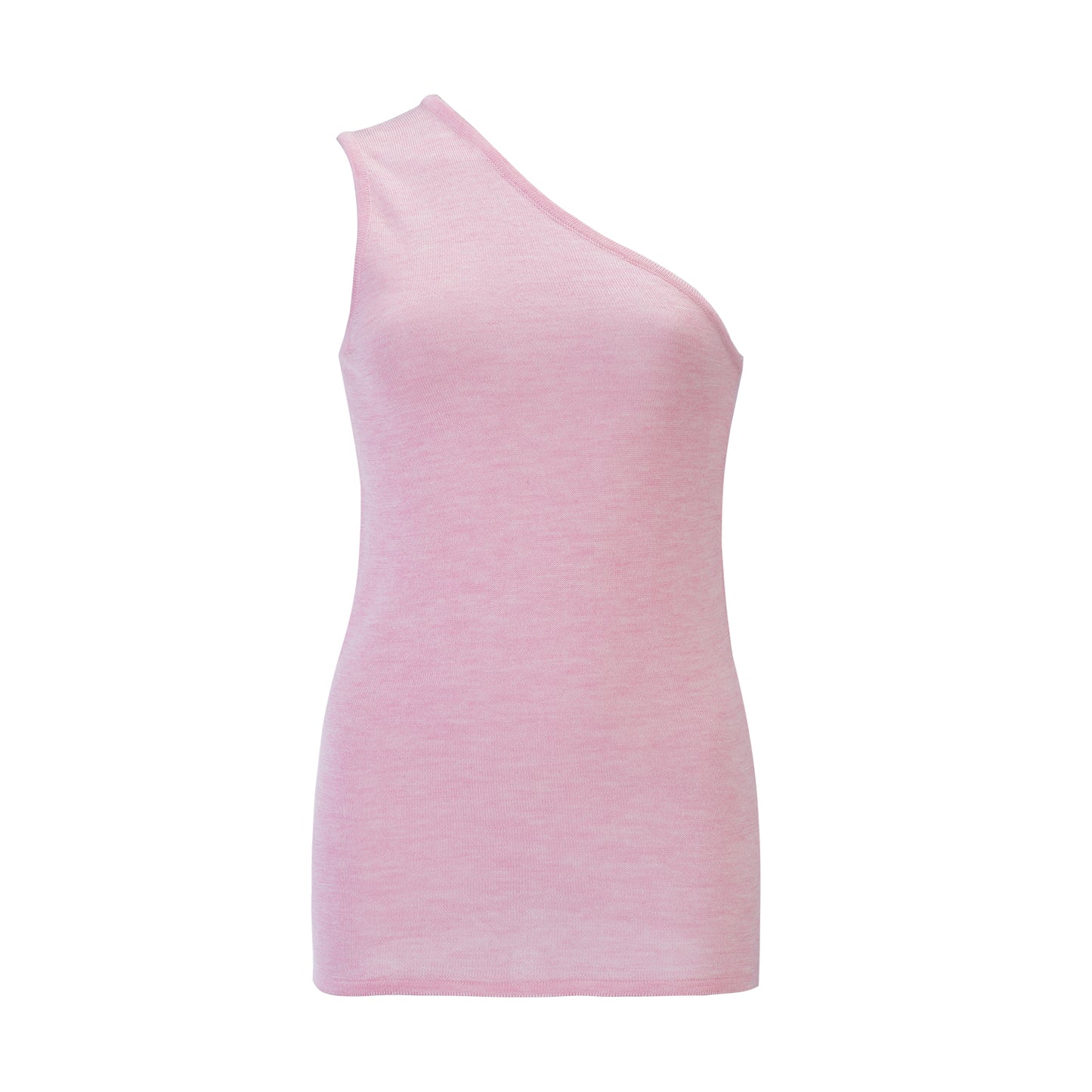 One shoulder Premium Silk&Cashmere Pink Top