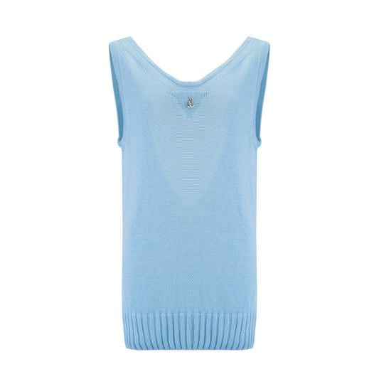 Open Back Blue Top