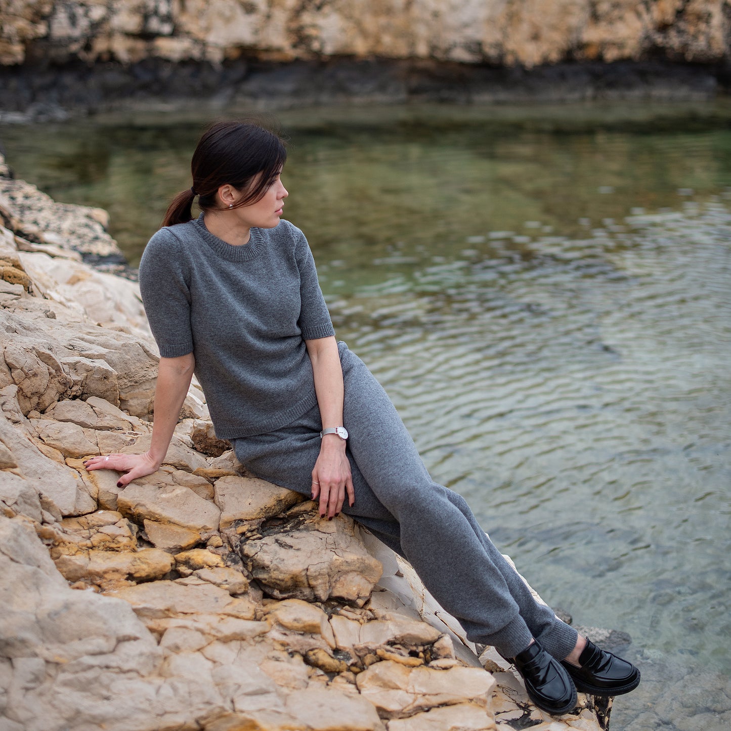 Grey Premium Cashmere Joggers