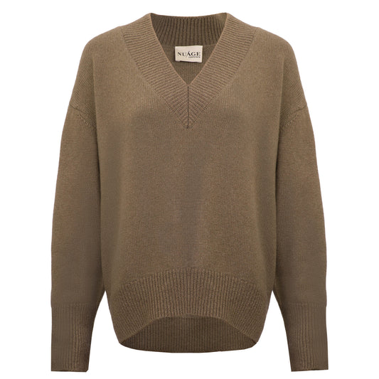Iconic V-Neck Baby Cashmere Pullover Olive*