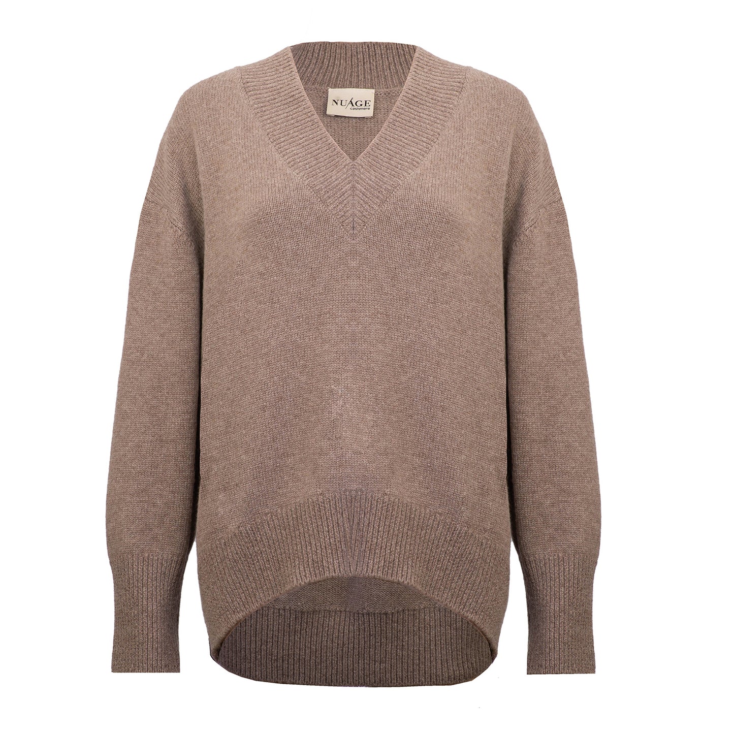 Iconic V-Neck Undyed Cashmere Pullover Capuccino*