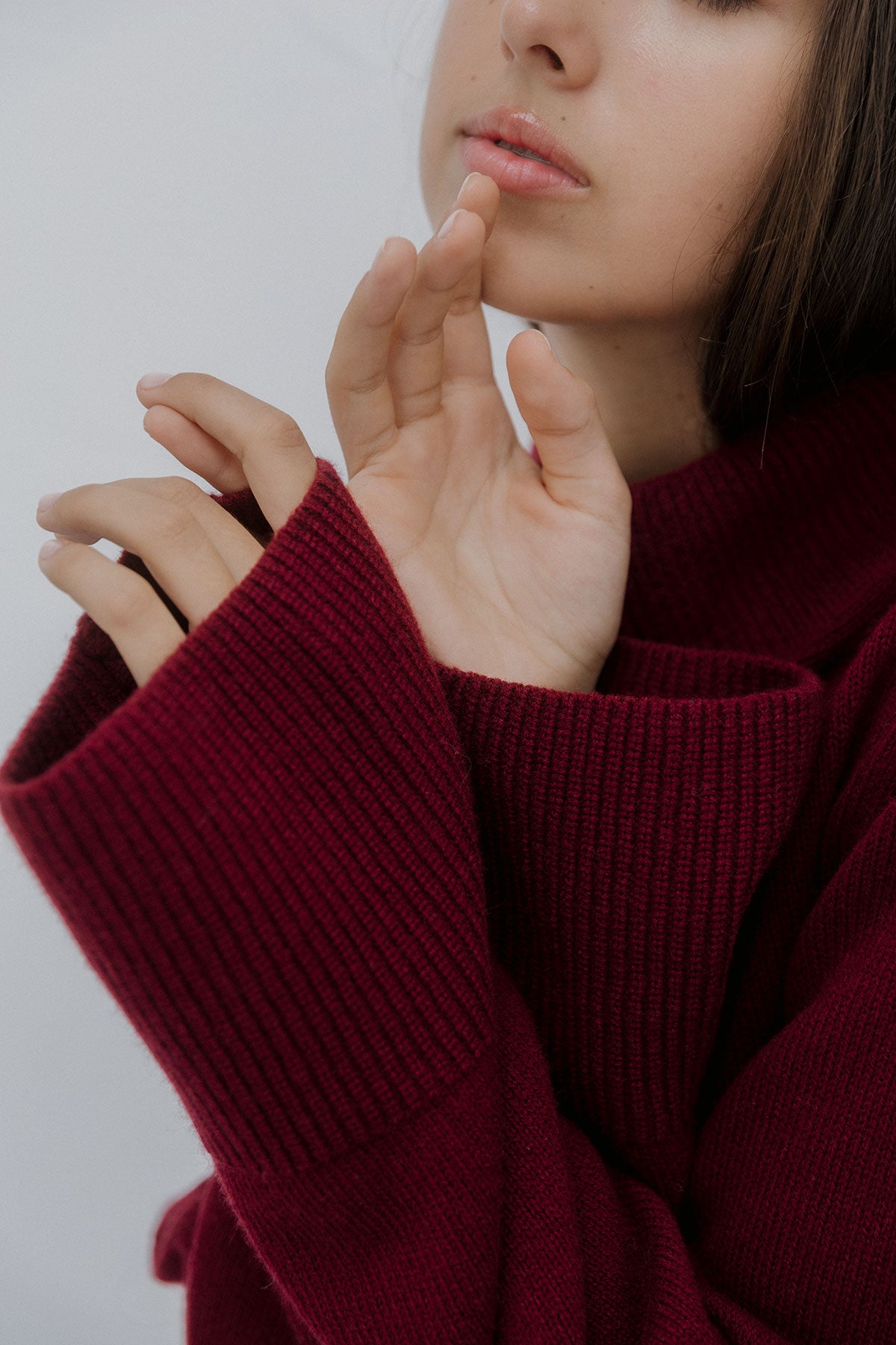 Wide Sleeves Burgundy 100% Cashmere Sweater