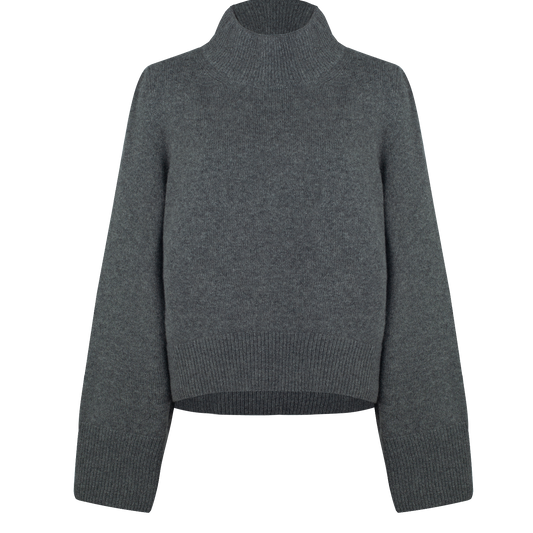 Wide Sleeves  Grey 100% Cashmere Sweater