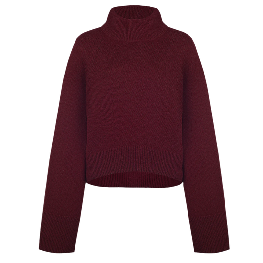 Wide Sleeves Burgundy 100% Cashmere Sweater