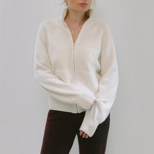 Premium Cashmere Zip-Up Bomber